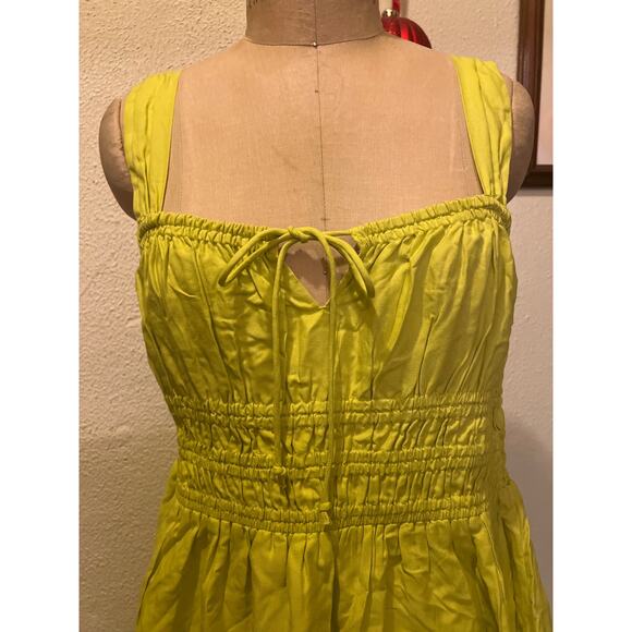 Topshop Channeled Mini Dress in Chartreuse NWT Size 12 - Picture 4 of 11
